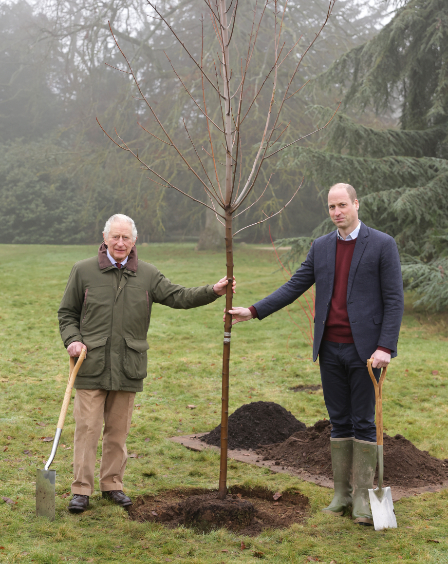The King and The Prince of Wales plant a tree for the Queen's Green Canopy