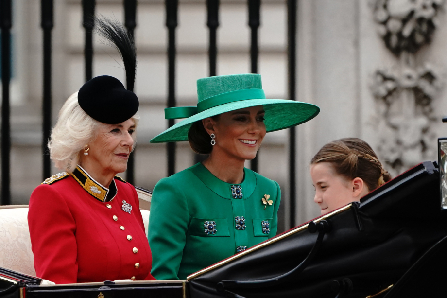 The Queen, The Princess of Wales and Princess Charlotte process to Trooping the Colour in a carriage