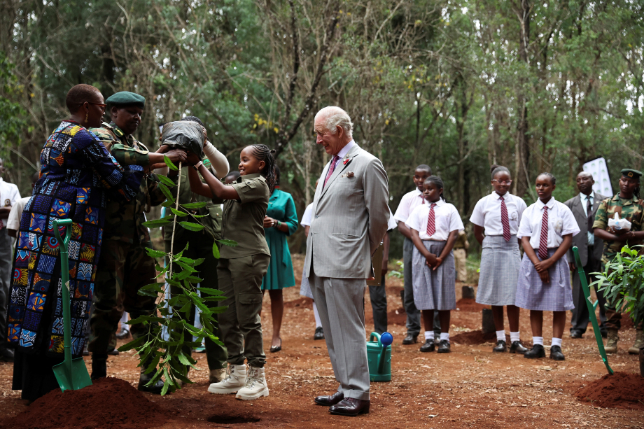 The King plants a tree in Karura Forest