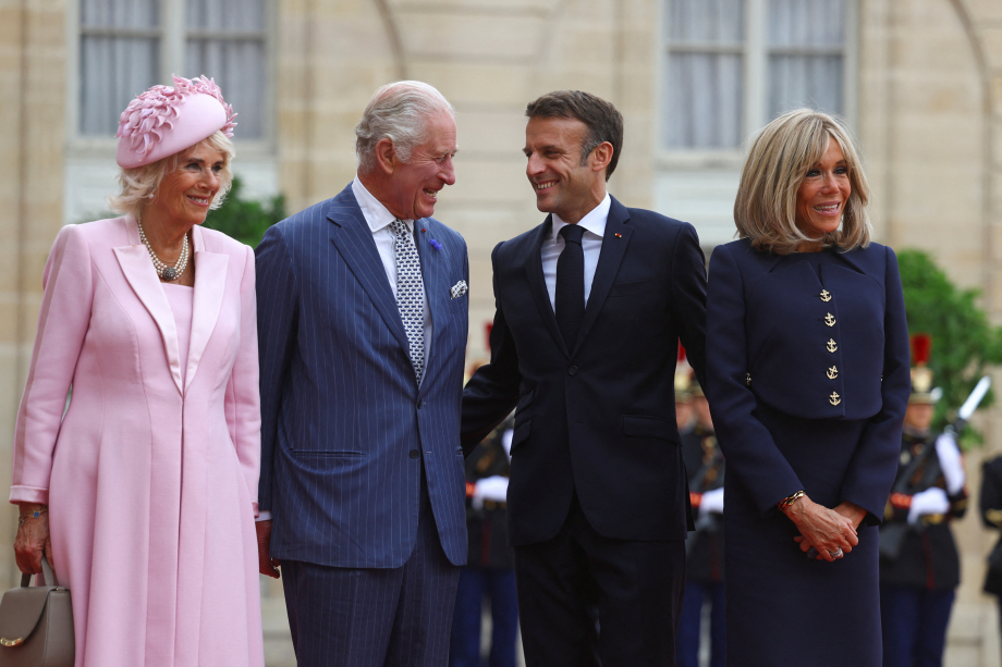 The Queen, The King, President Macron and Madame Macron