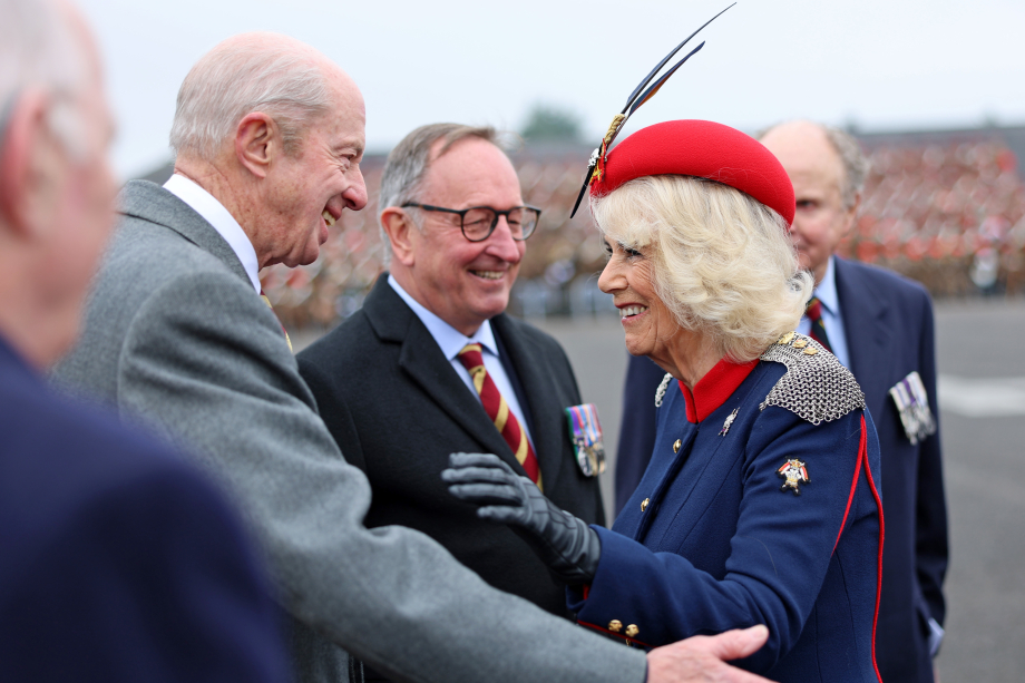 The Queen meets old comrades of the Royal Lancers