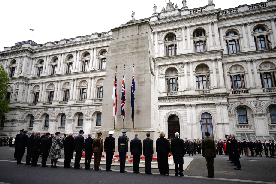 The wreath laying ceremony commemorating Anzac Day at the Cenotaph, London
