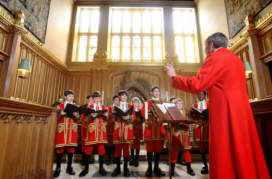 The choir singing in the Chapel Royal