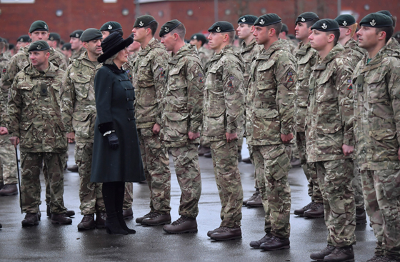 The Duchess of Cornwall during a visit to the 4th Battalion The Rifles at Normandy Barracks