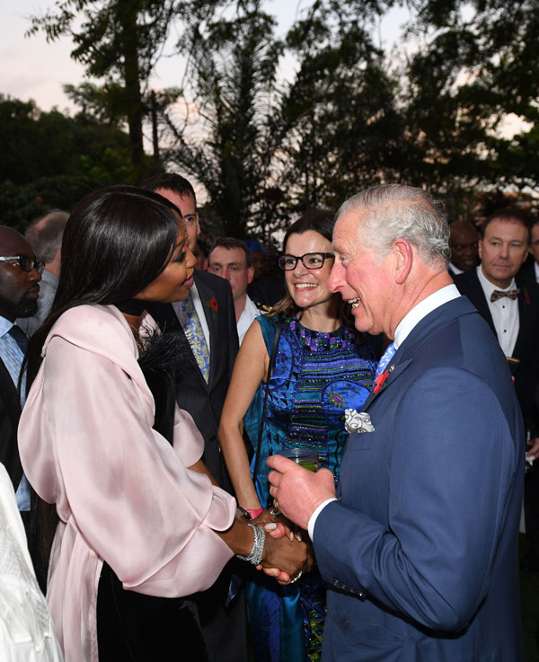 The Prince of Wales with Naomi Campbell in Lagos