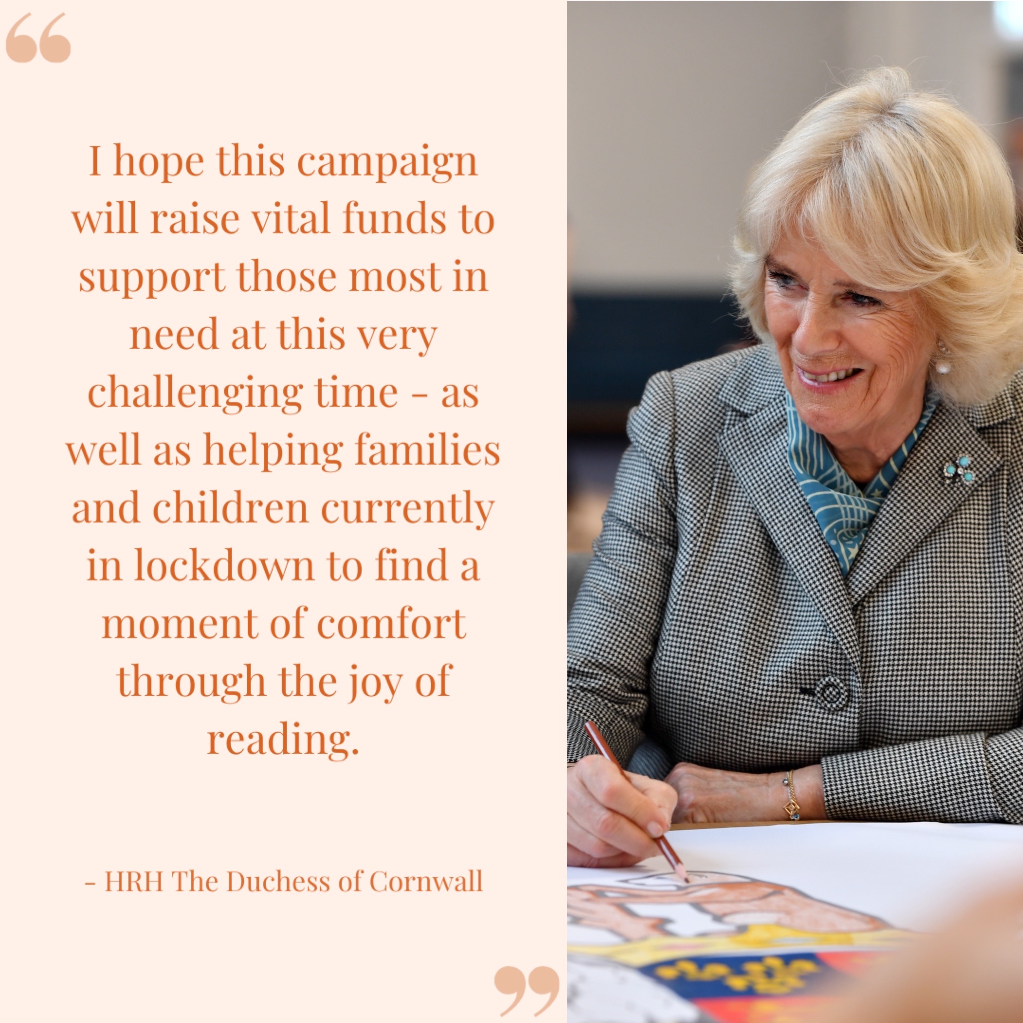 The campaign by The Roald Dahl Story Company aims to support charities impacted by COVID-19, including Partners In Health and Roald Dahl's Marvellous Children's Charity, of which Her Royal Highness is Patron.