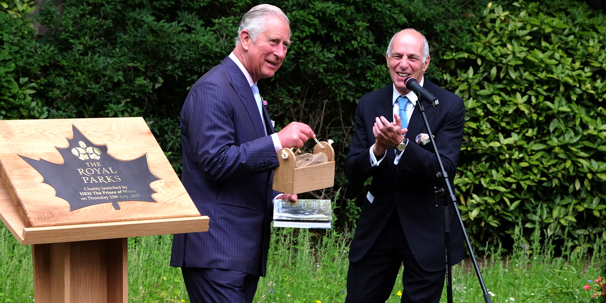 The Prince and Loyd Grossman give speeches at the launch of the Royal Parks charity