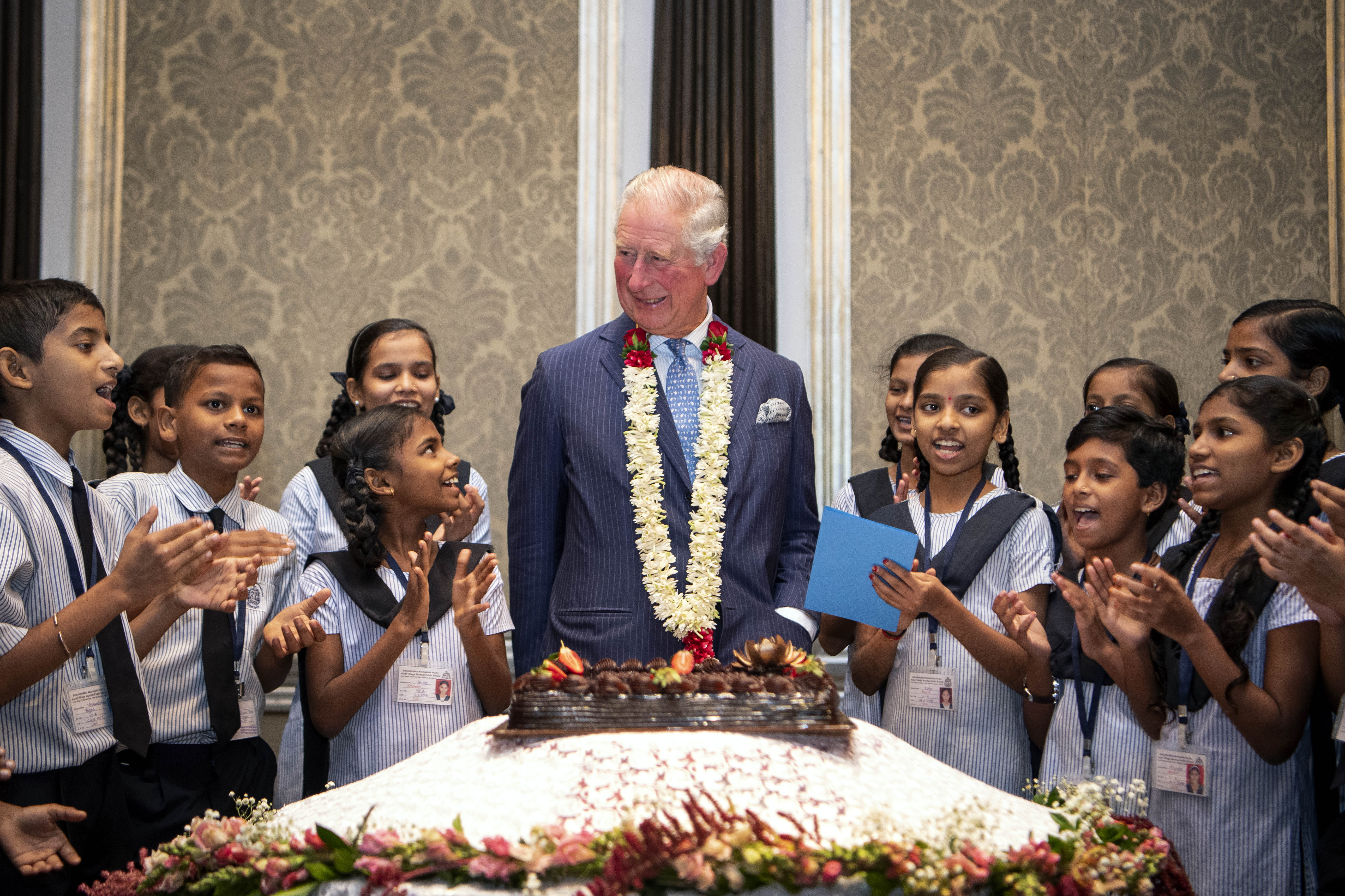 The Prince of Wales meets children in Mumbai supported in their education by the British Asian Trust.