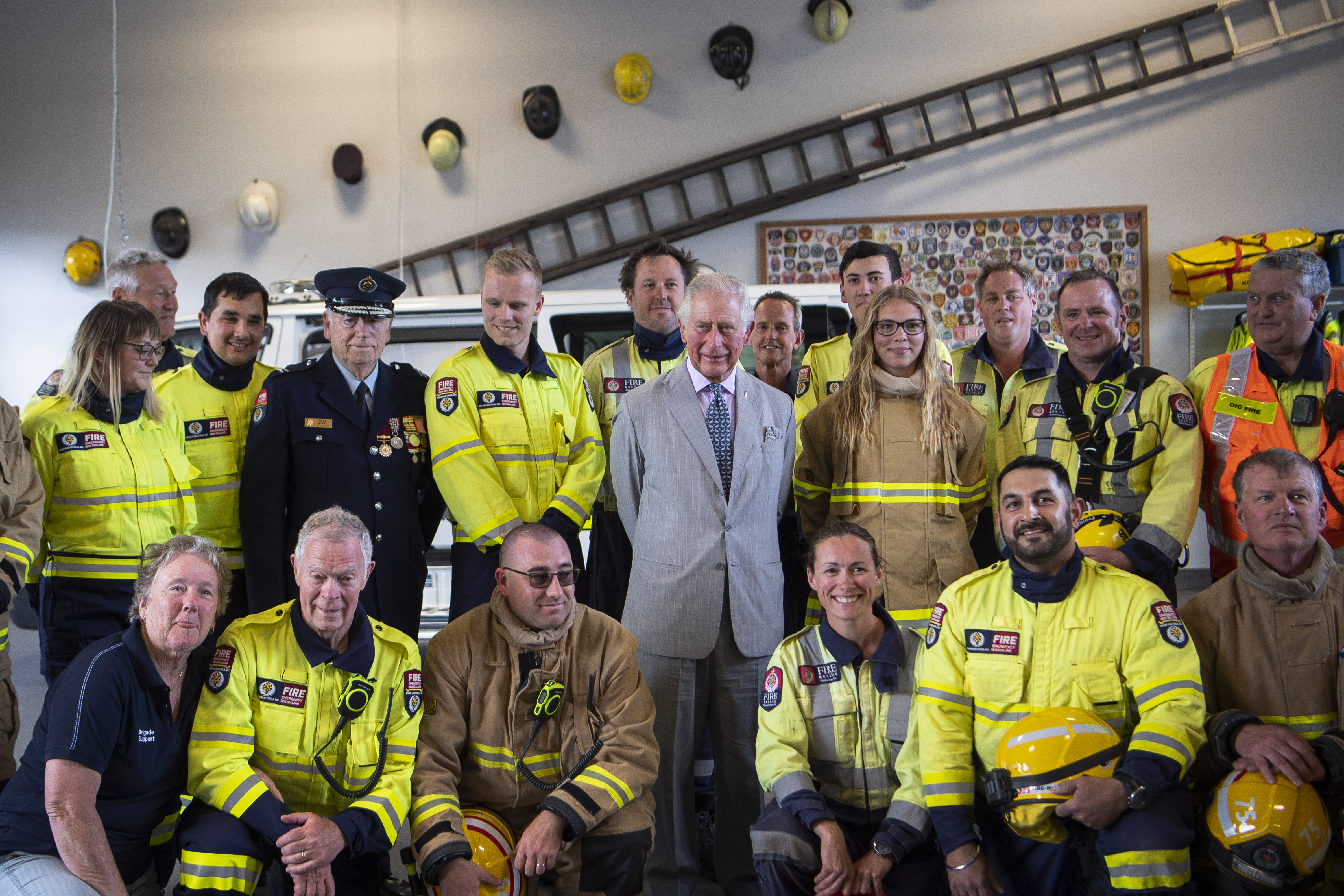 The Prince of Wales meets volunteer fire fighters 