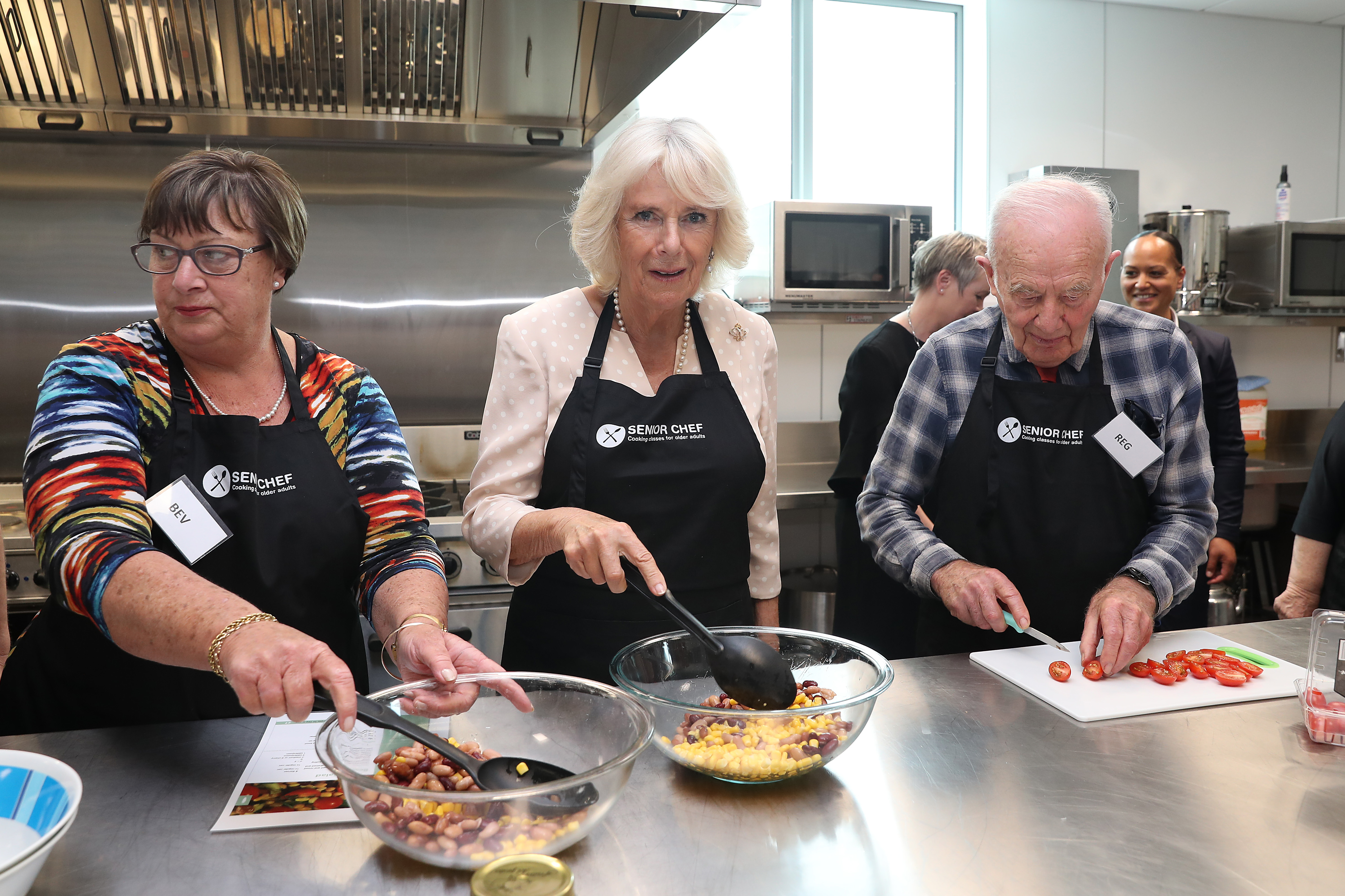 The Duchess cooks with participants on the Senior Chef Programme 