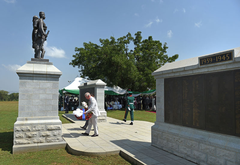 The Prince of Wales lays a wreath