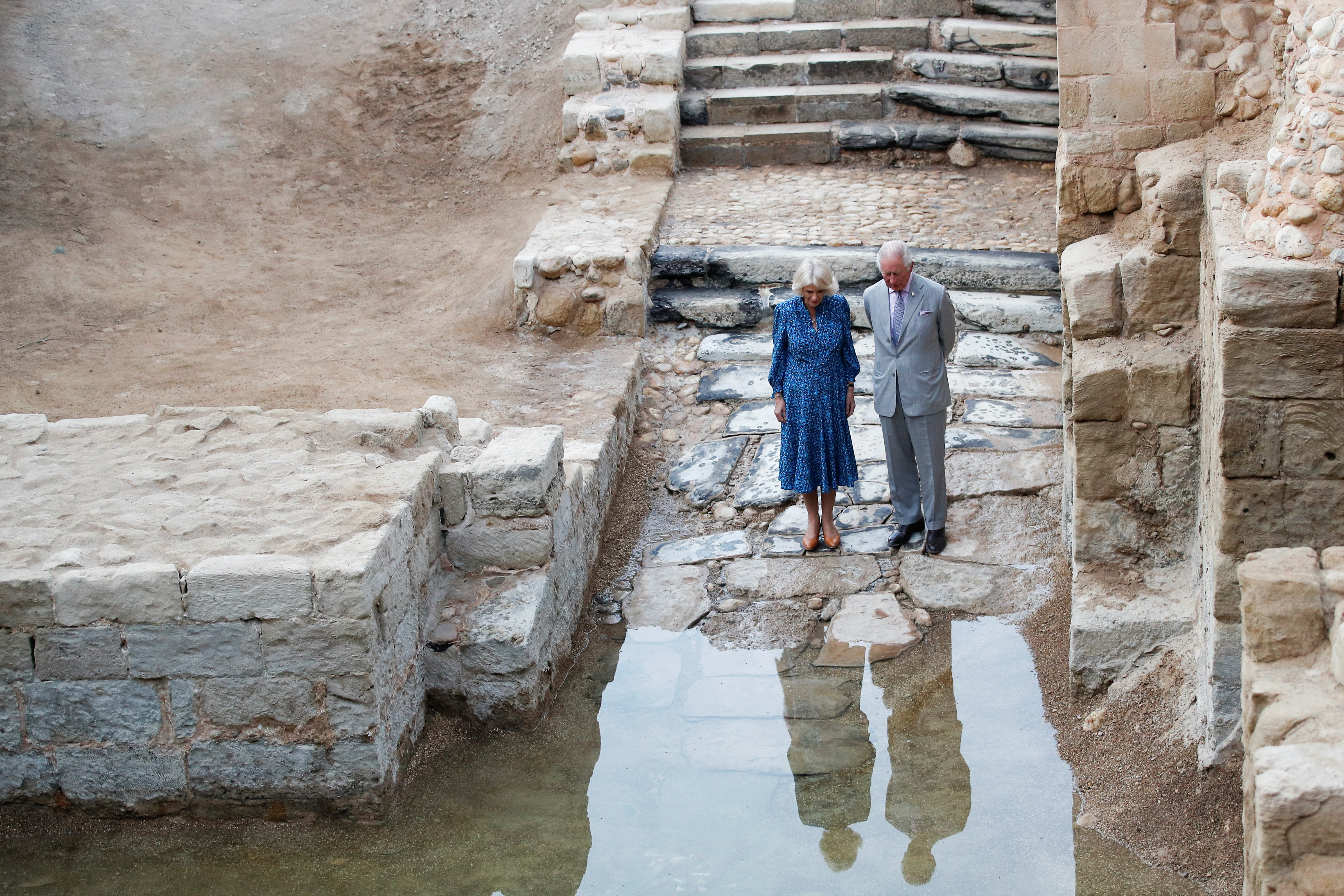 The Prince of Wales and The Duchess of Cornwall during a visit to Elijah's Hill and the Baptismal Site of Jesus Christ 