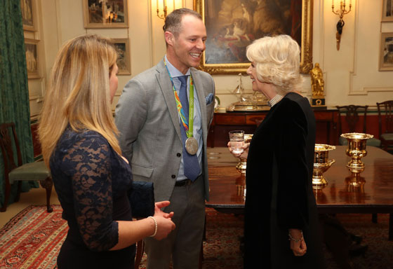 The Duchess with equestrians Kitty King and Spencer Wilton
