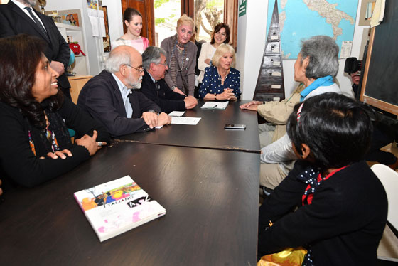 The Duchess of Cornwall during a visit to the Progetto Arcobaleno Association