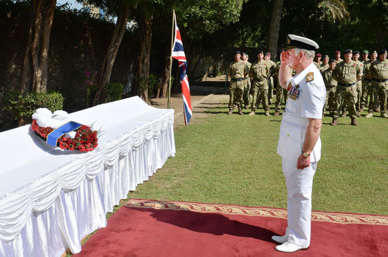 The Prince of Wales attends a Service of Remembrance on Armistice Day in Bahrain