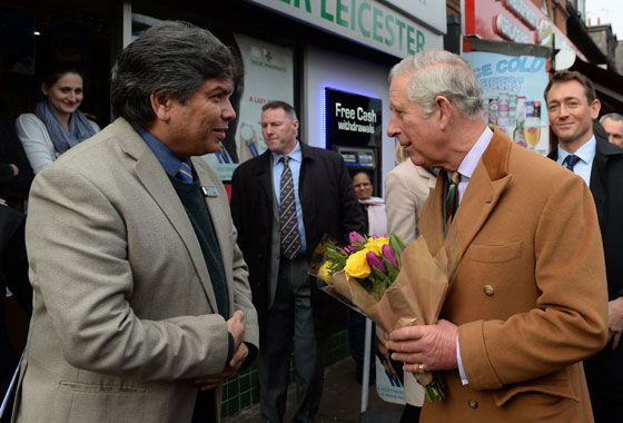 HRH meets shopkeepers on Narborough Street