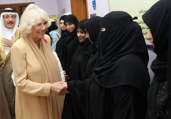 The Duchess of Cornwall meets volunteers and staff at Dal Al Aman Woman's Refuge Centre