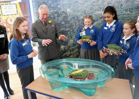 HRH meets pupils taking part in a climate change education programme run by the charity Size of Wales