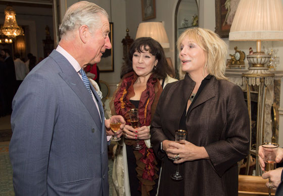 The Prince of Wales with Jennifer Saunders and Harriet Thorpe at the reception