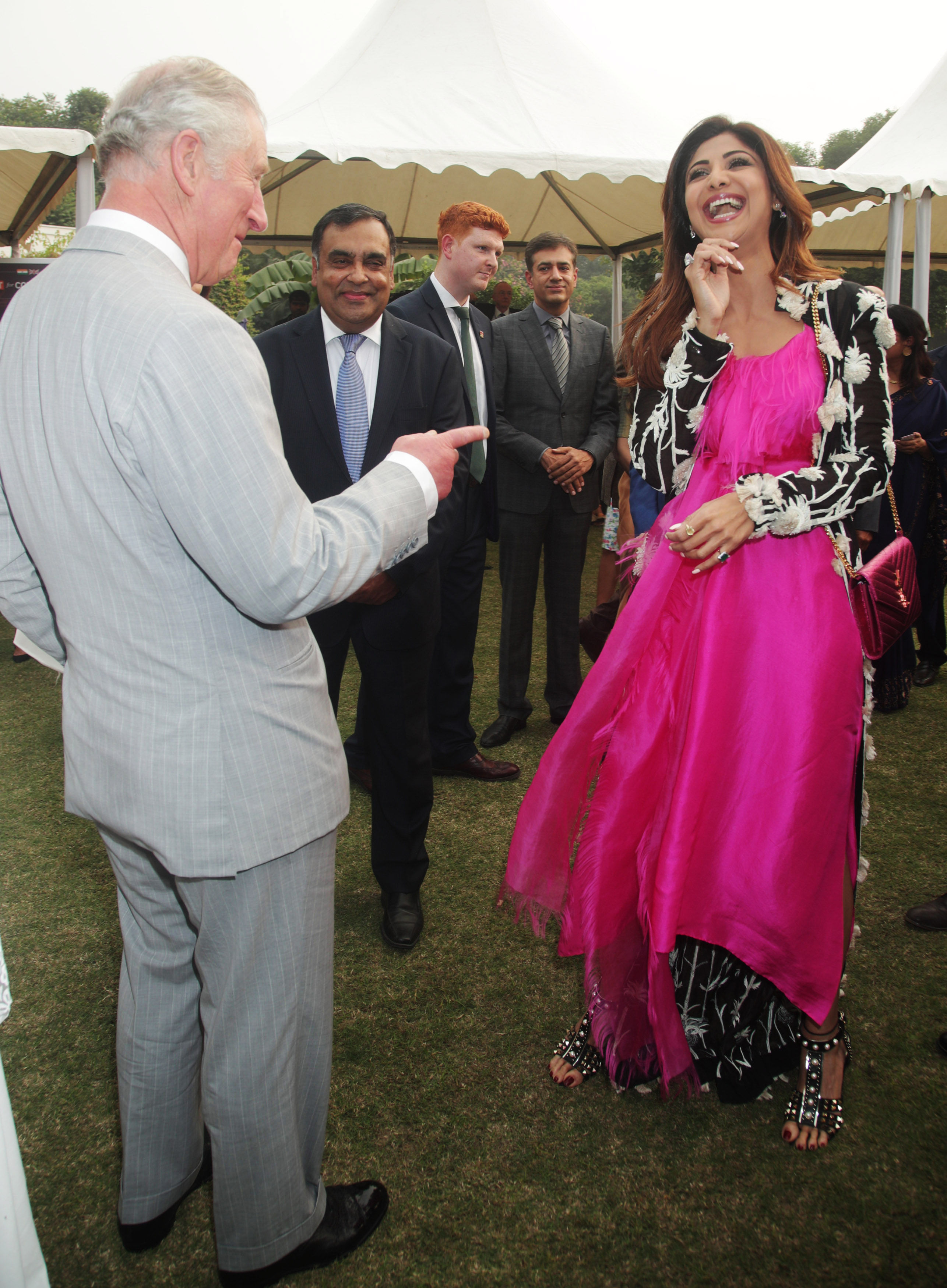 The Prince of Wales meeting Shilpa Shetty during a reception at the High Commissioner's Residence