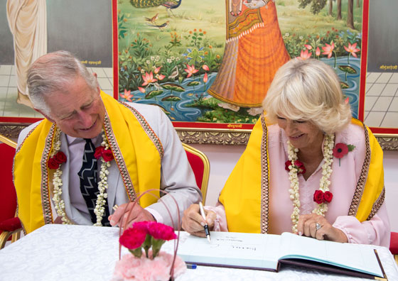 The Prince of Wales and The Duchess of Cornwall at the Krishna Temple, in Manama
