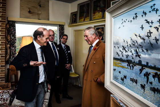 HRH with Falcon Scott, grandson of explorer Robert Falcon Scott, during a visit to the Wildfowl and Wetlands Trust