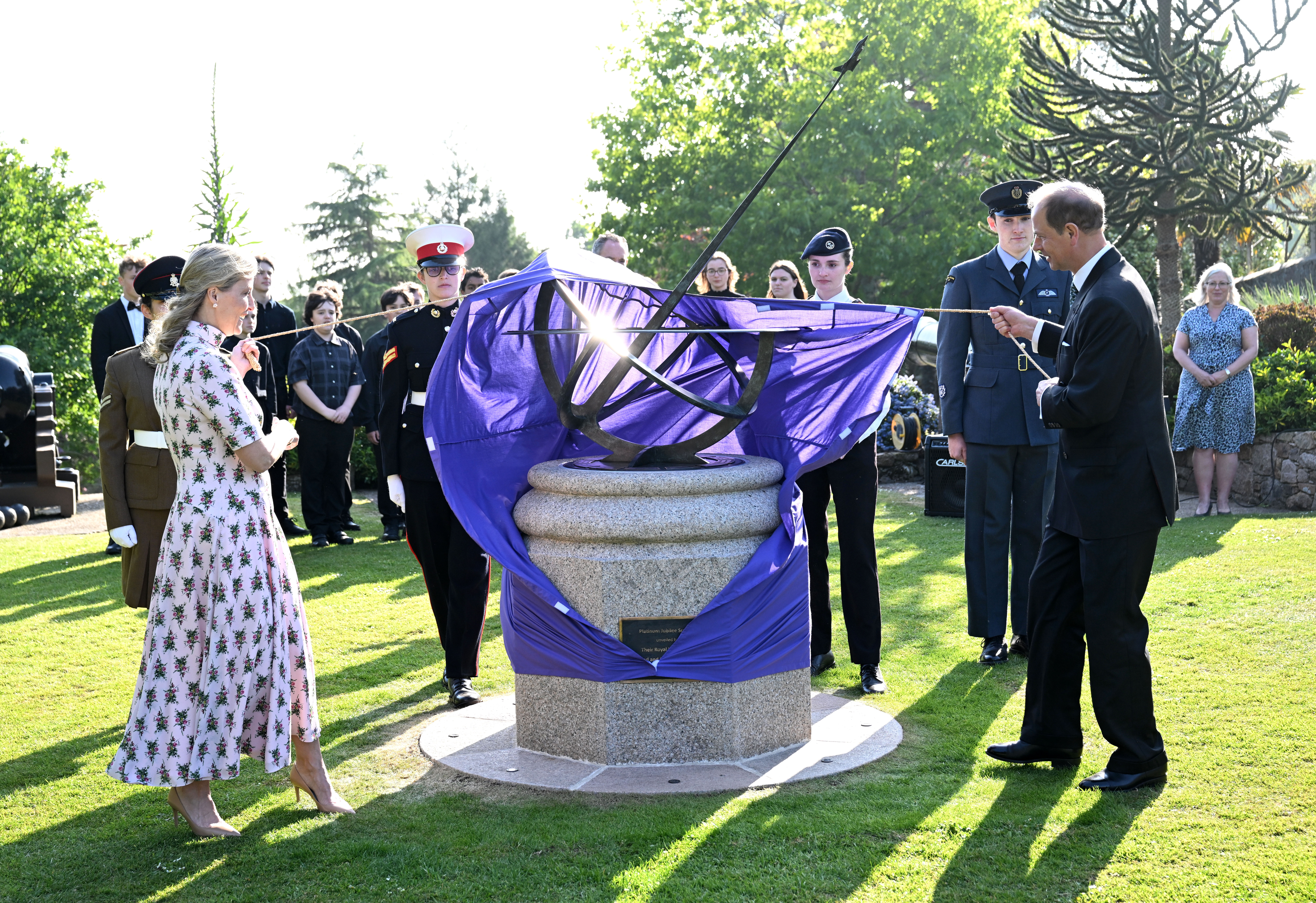 The Earl and Countess of Wessex unveil a Sun Dial for the Platinum Jubilee