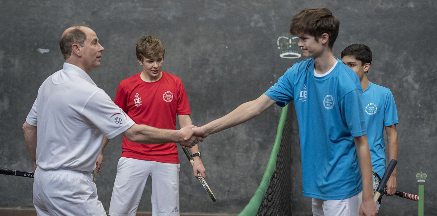 The Earl of Wessex participates in a Real Tennis match