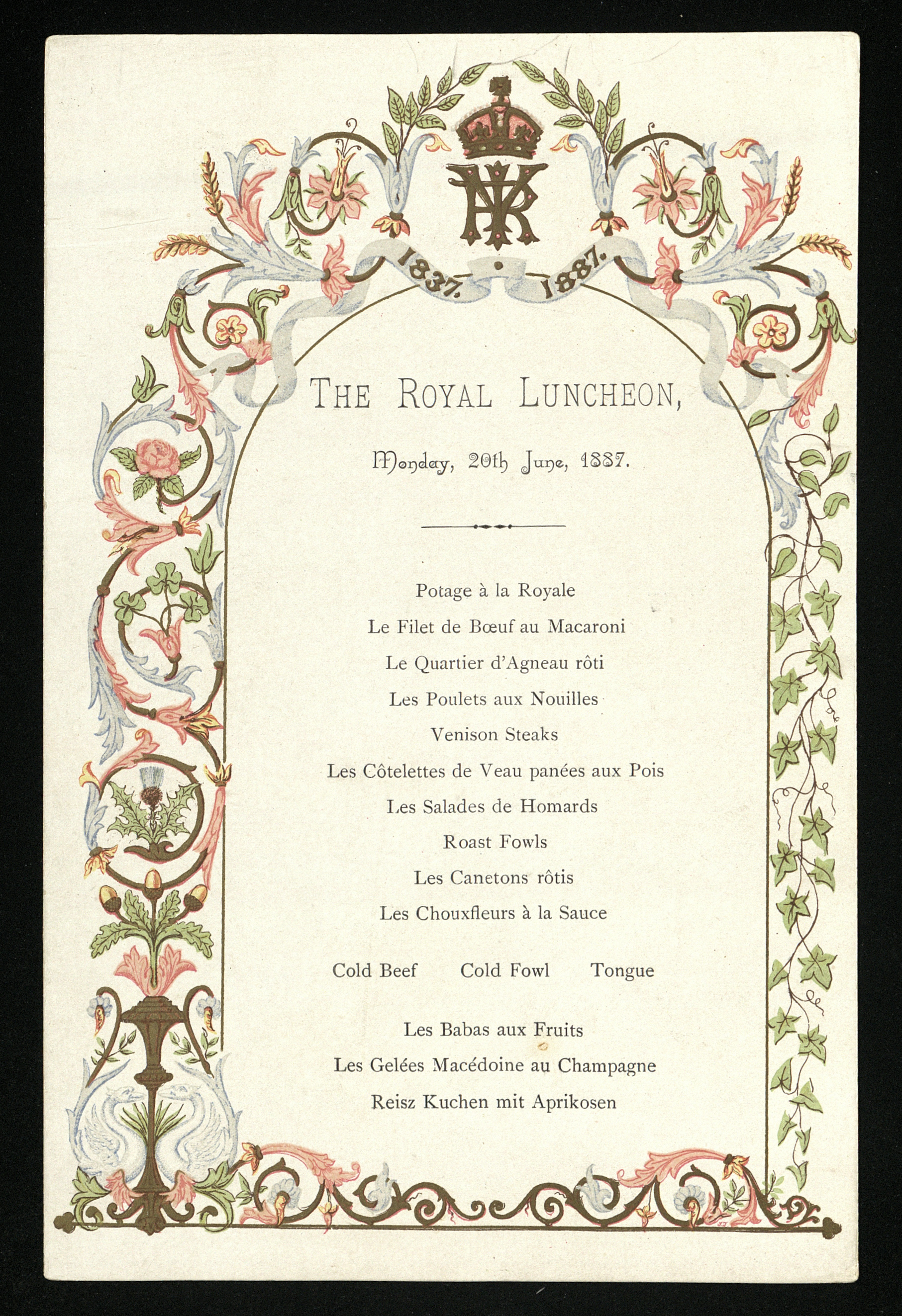 Golden Jubilee lunch menu card