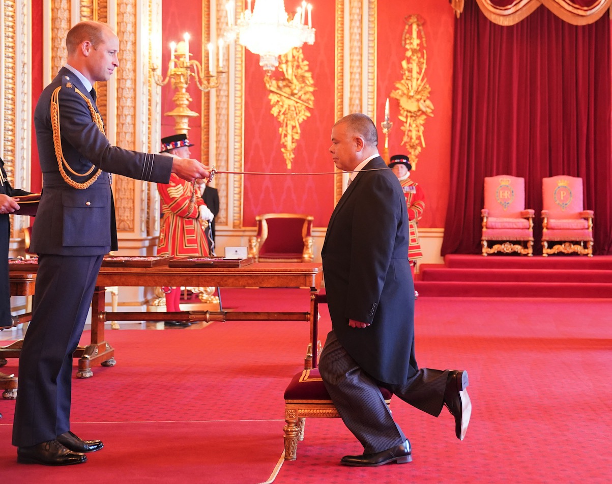 The Duke of Cambridge awards Jonathan Van-Tam with his Knighthood