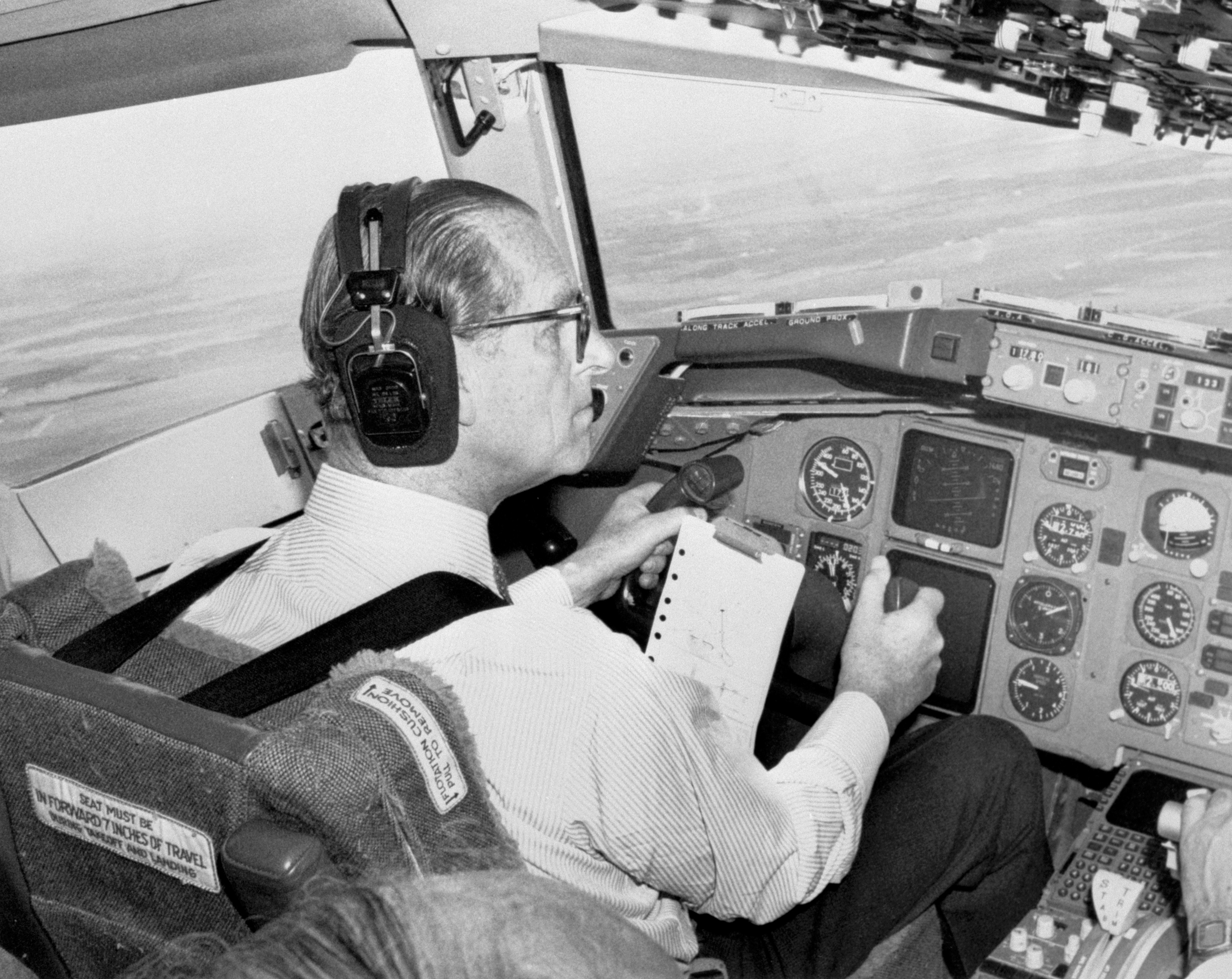 The Duke of Edinburgh in an aeroplane