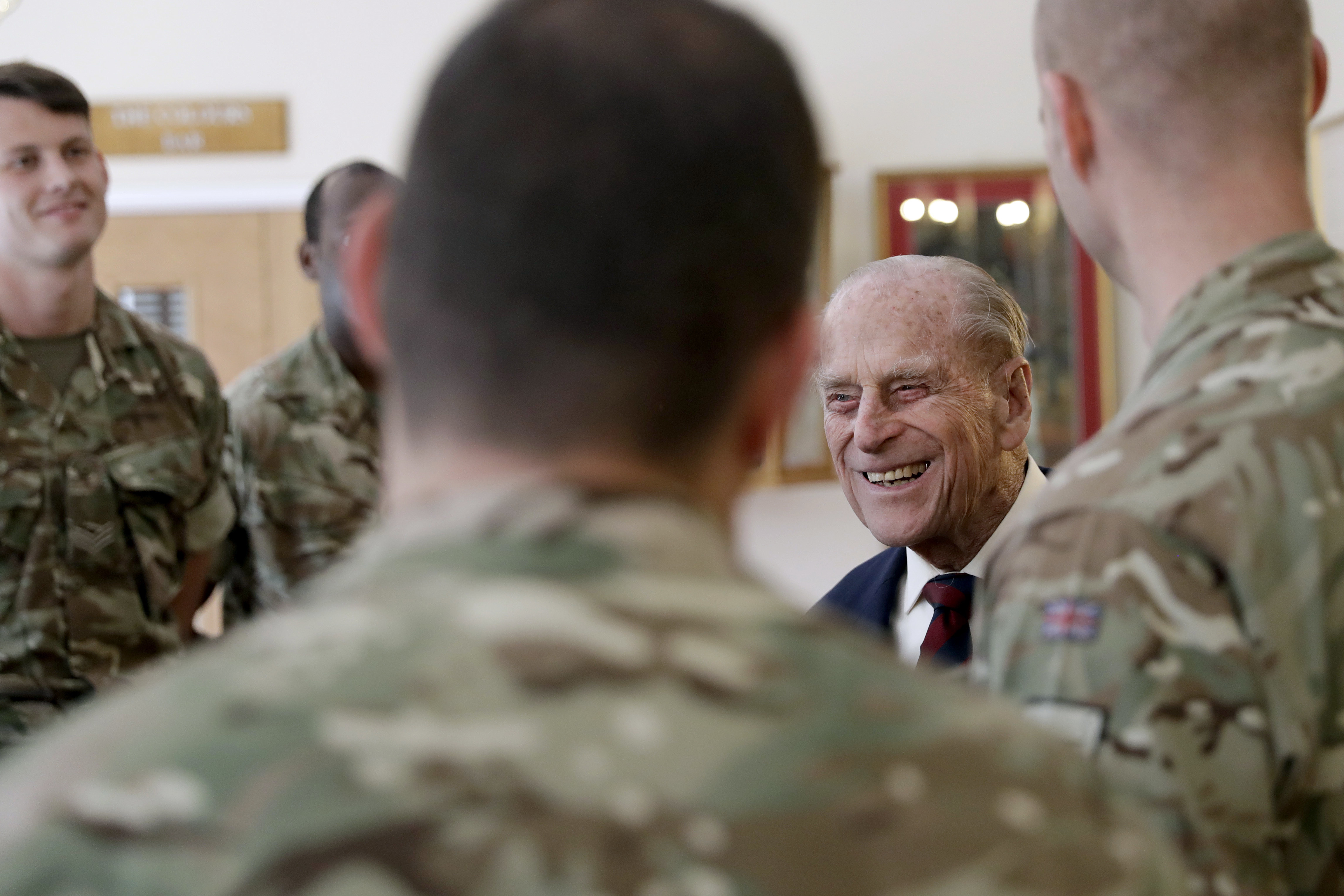 The Duke of Edinburgh meets soldiers in the Sergeants' Mess