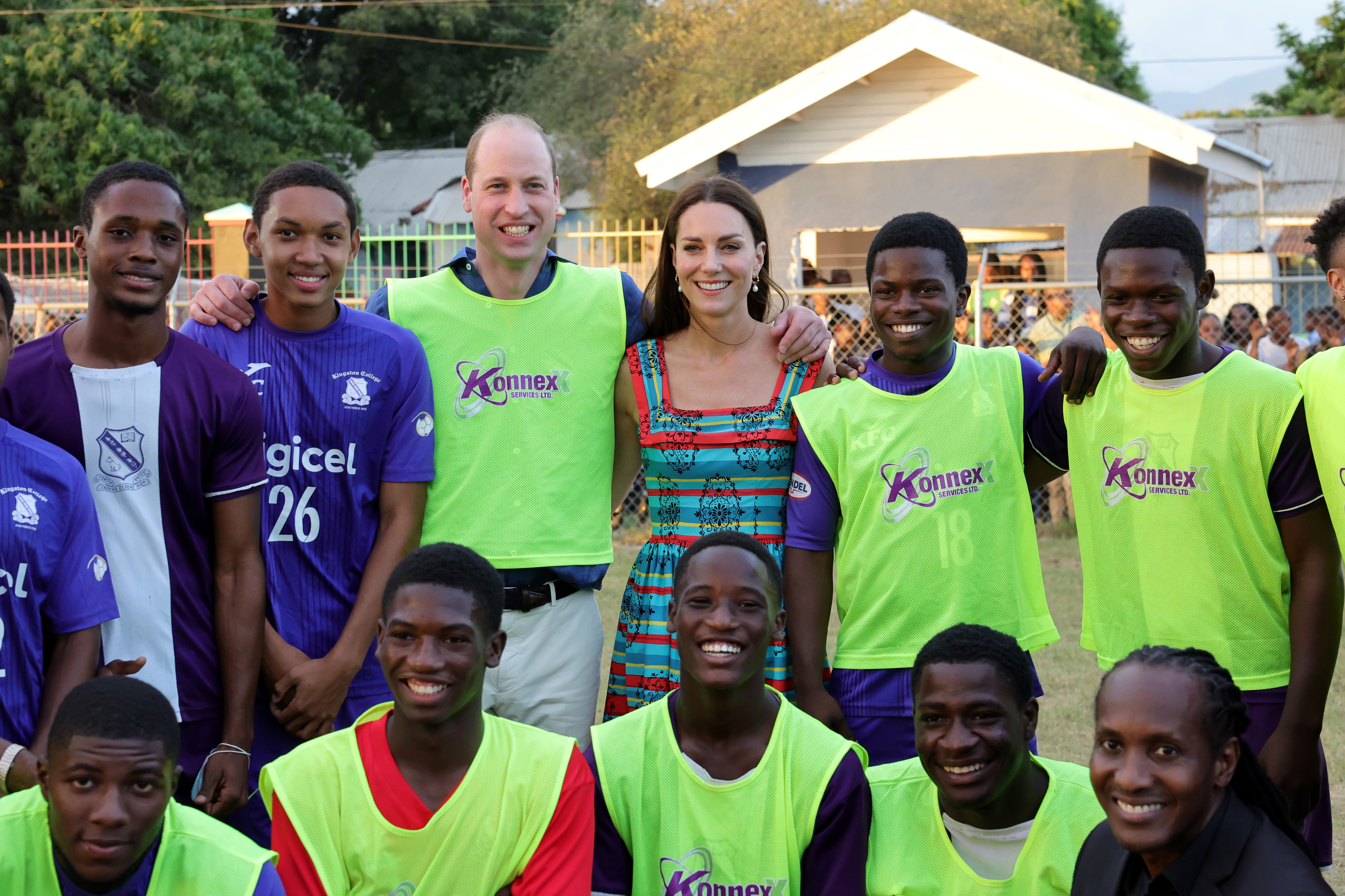 The Duke and Duchess of Cambridge meet young footballers in Jamaica