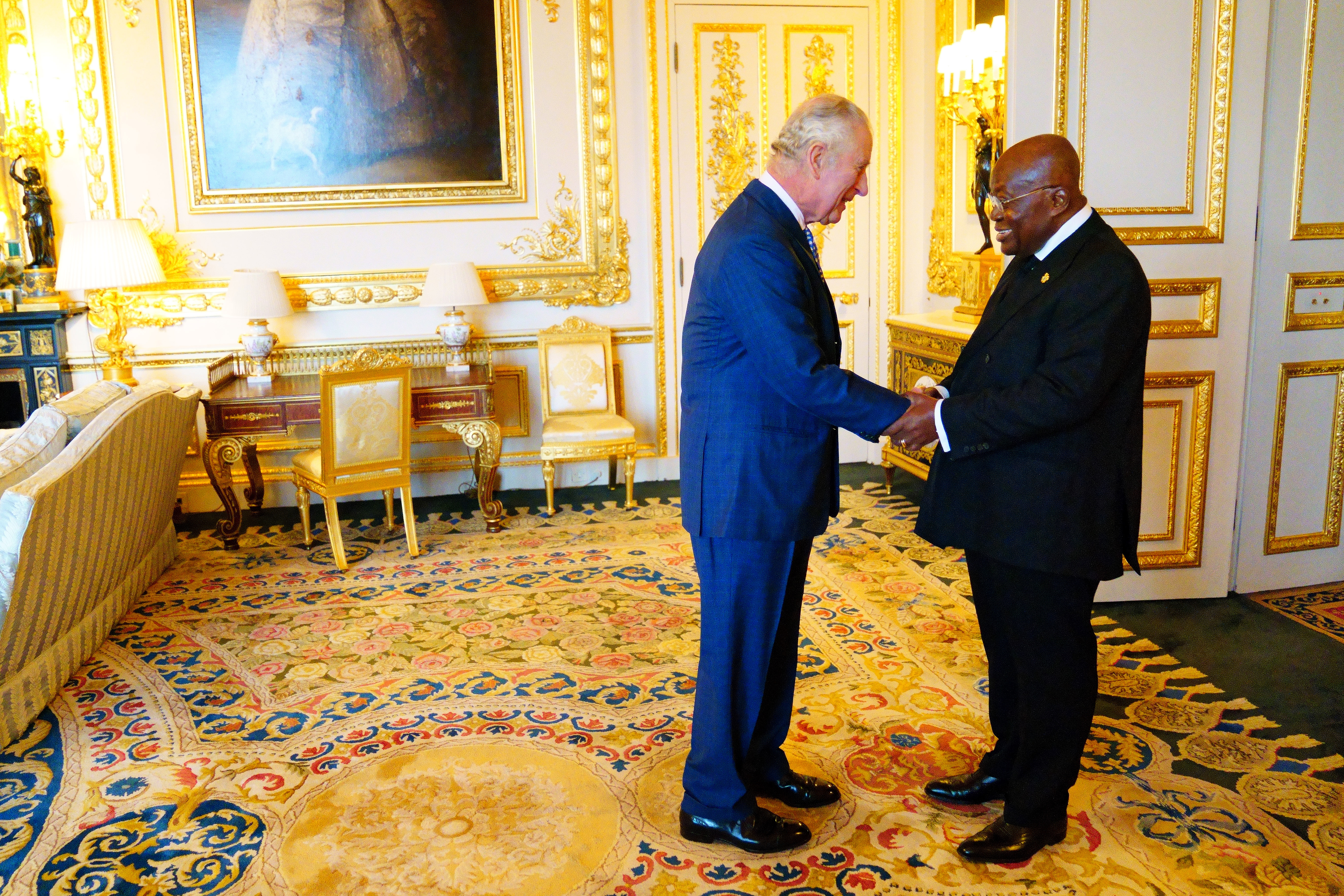 The King welcomes the President of Ghana to Windsor Castle