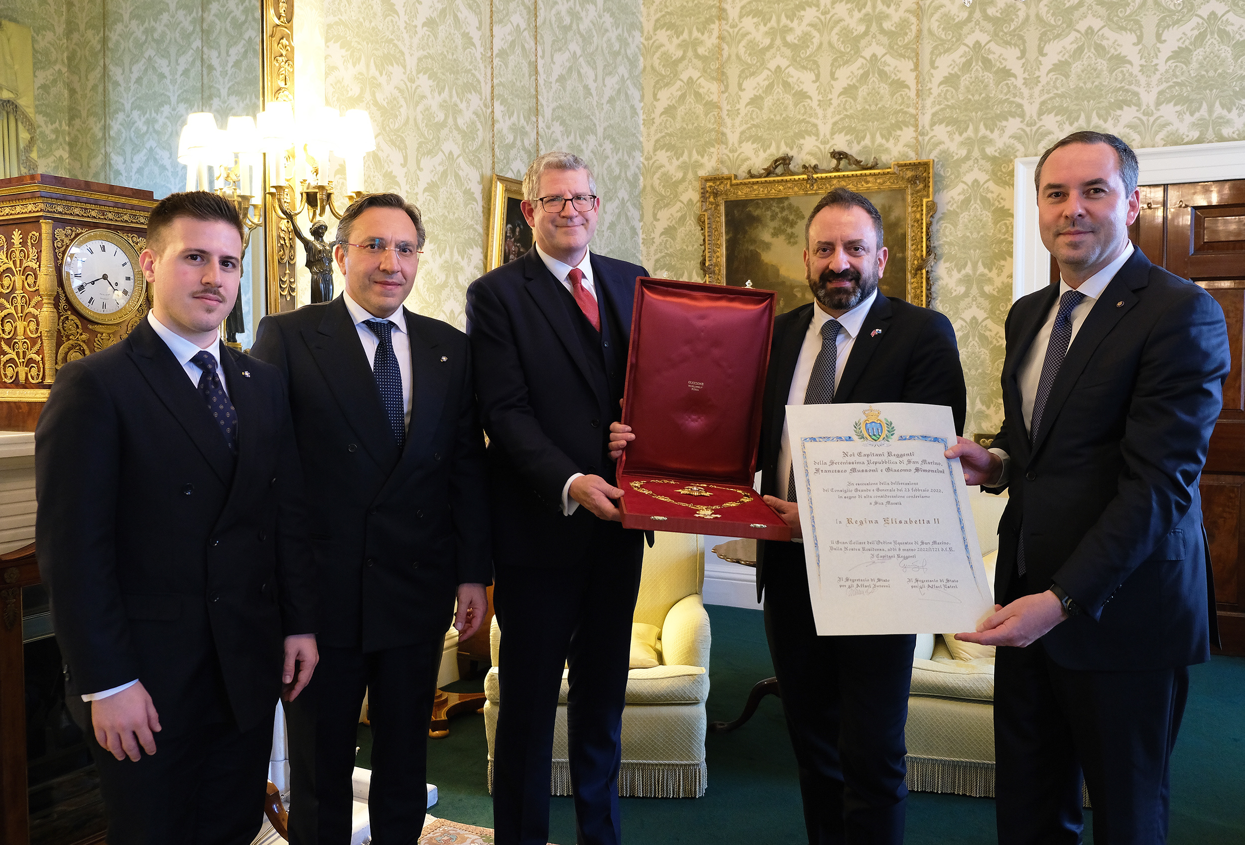 The Captains Regent of San Marino present the Equestrian Order of St Agatha