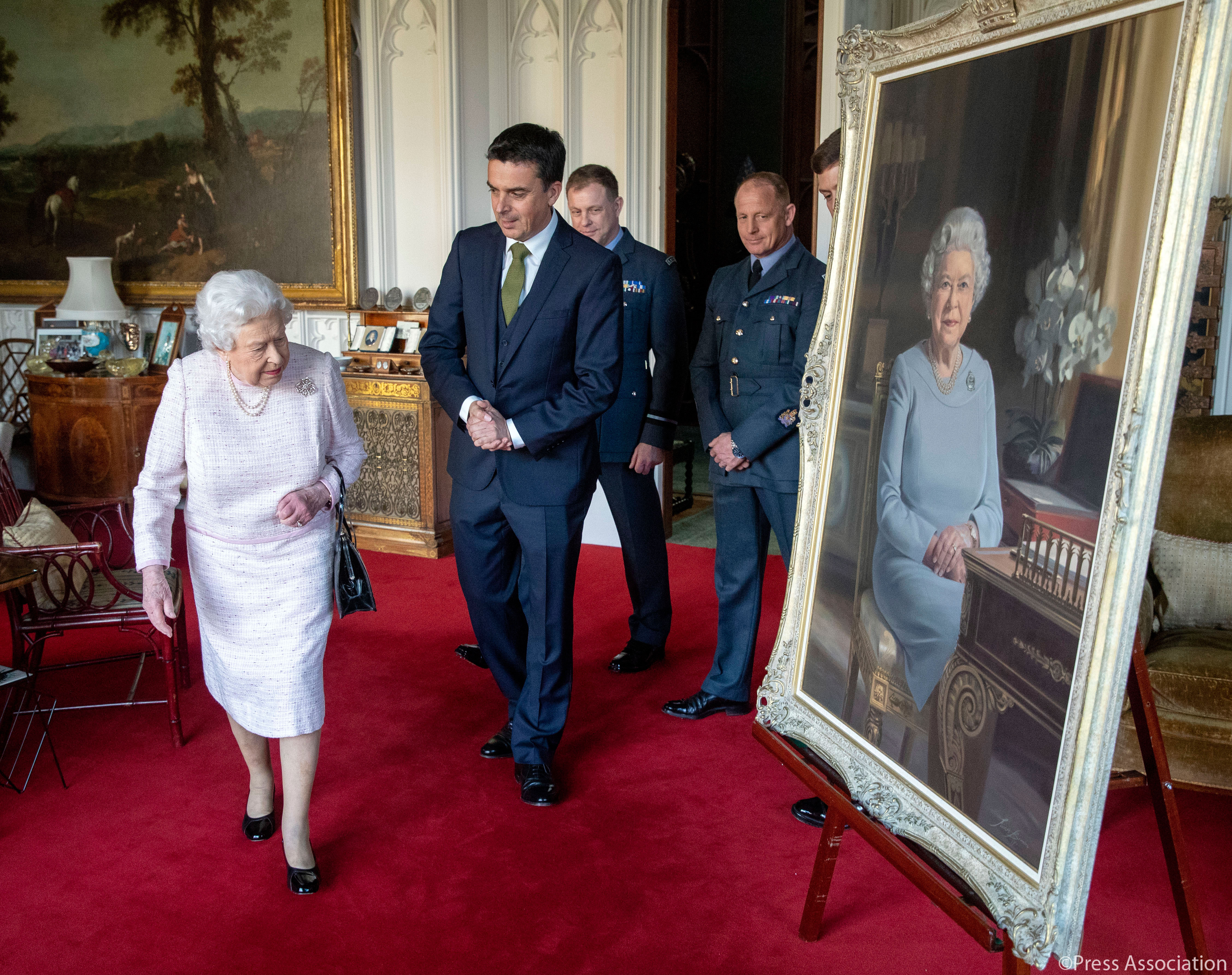 The The Queen today viewed a new portrait at Windsor Castle, commissioned by the RAF Regiment to celebrate its 75th anniversary.