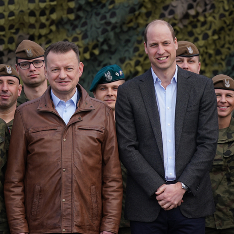 The Prince with the Polish Defence Minister, Mariusz Blaszczak and members of the Polish Armed Forces