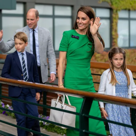 The Prince and Princess of Wales with Prince George and Princess Charlotte attend Wimbledon