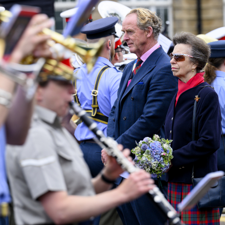 The Princess Royal attends a rehearsal for the Royal Edinburgh Military Tattoo