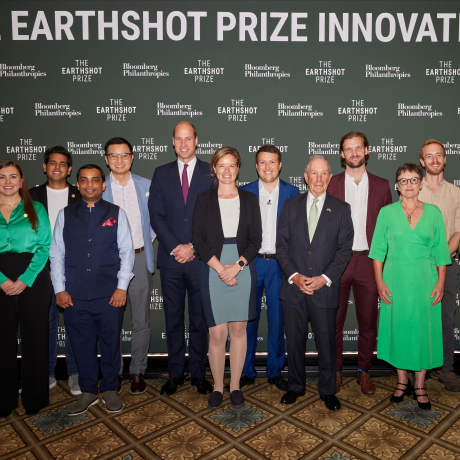 The Prince of Wales and Michael Bloomberg with 2023 Earthshot Prize Nominees