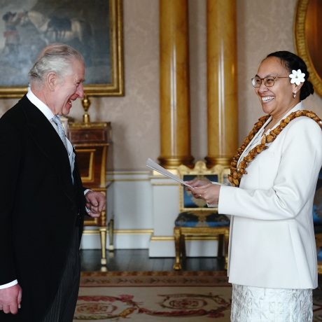 King Charles III receives Francella Strickland, the High Commissioner of Samoa