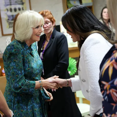 The Queen at a women' refuge
