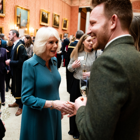 Queen Camilla meets members of Plumpton College, after presenting the Queen's Anniversary Prizes for Higher and Further Education, during an event at Buckingham Palace in London..jpg
