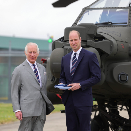 The King and The Prince of Wales on a visit to the Army Air Corps