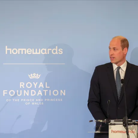 The Prince of Wales delivers a speech at the one year anniversary event for his programme Homewards