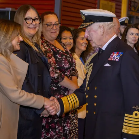 His Majesty The King shaking hands with a member of the public