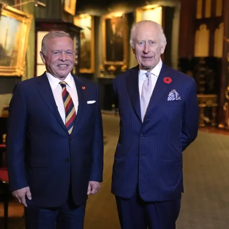 L-R: King Abdullah II and King Charles at Windsor Castle
