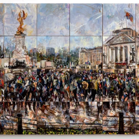 Fraser Scarfe's painting called 'Saluting the crowds'