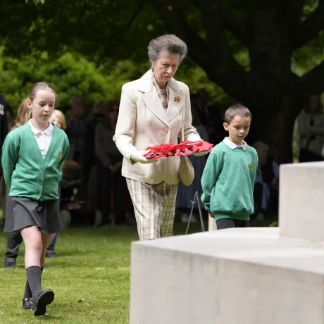 The Princess Royal laying wreath