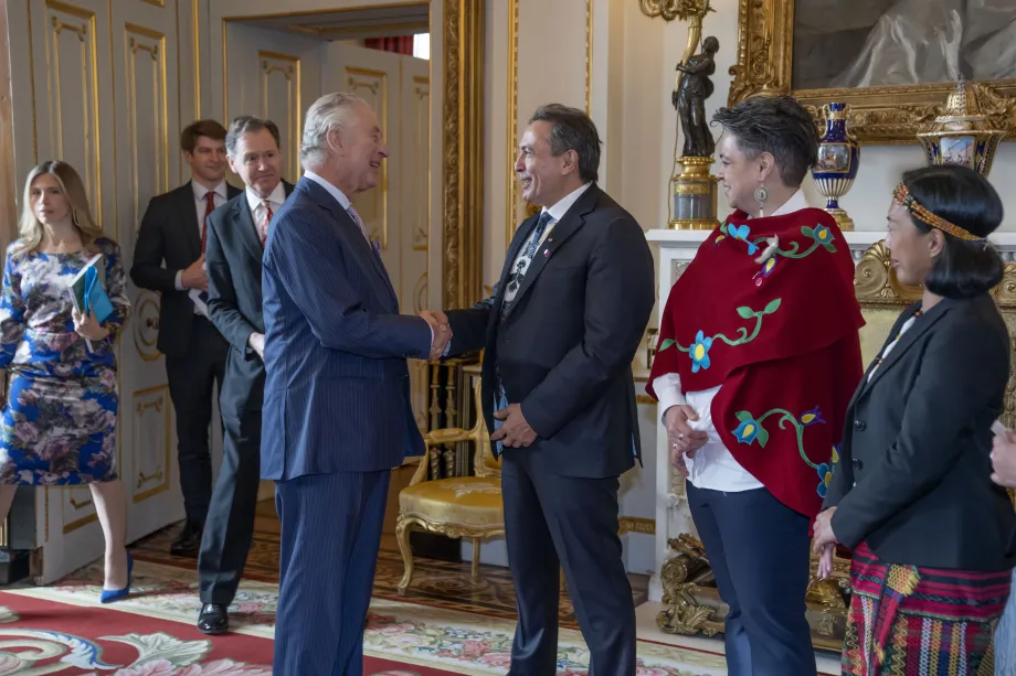 The King meets guests at the reception